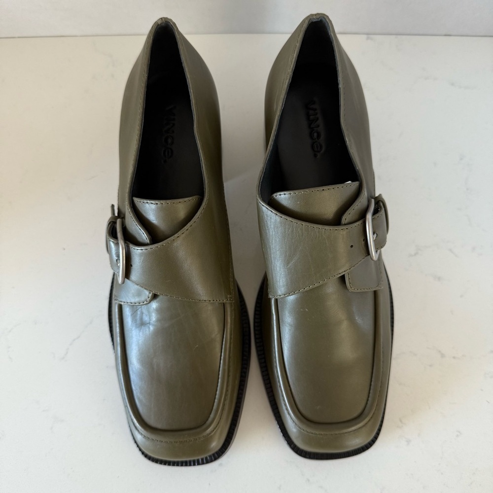 Vince Lennox Loafer Pumps | Olive Leather | Size 6 | New Without Box - Picture 2 of 3